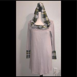 Plaid Hooded Tunic Dress